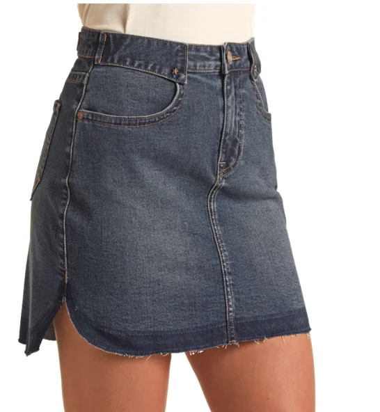 Rock & Roll Cowgirl Denim Mini Skirt tiered skirt playful