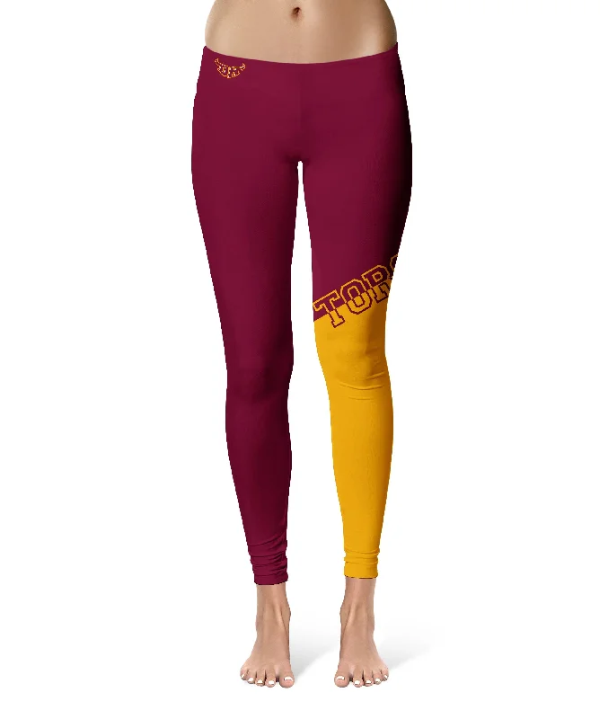 Cal State Dominguez Hills DH Toros Game Day Leg Color Block Red Black Yoga Leggings for Women by Vive La Fete Comfortable Athletic Tights Cal State Dominguez Hills DH Toros Game Day Leg Color Block Red Black Yoga Leggings for Women by Vive La Fete Comfortable Athletic Tights