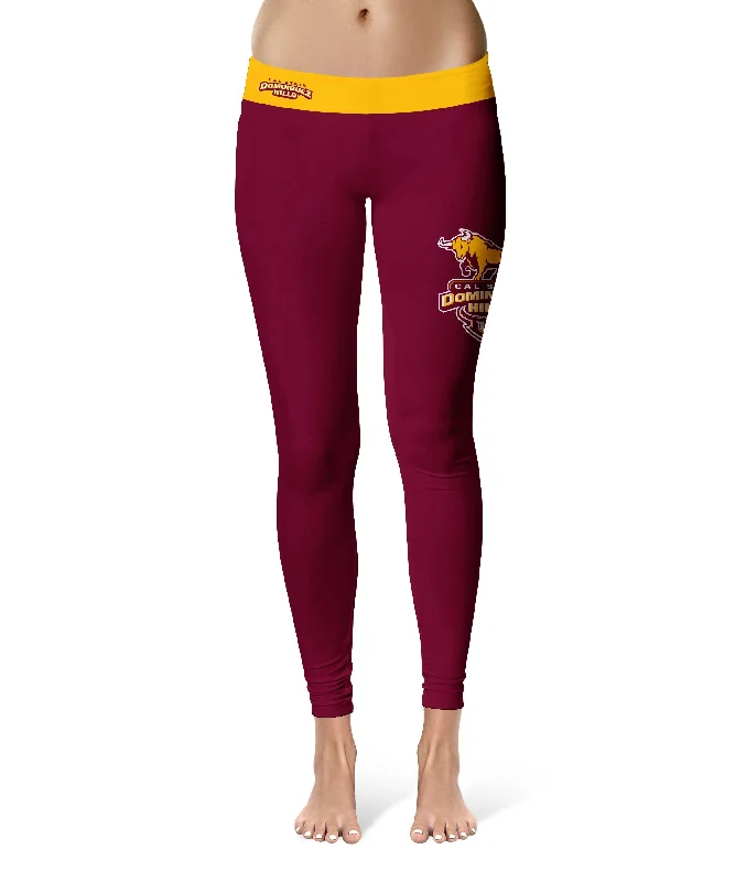 Cal State Dominguez Hills DH Toros Logo on Thigh Maroon Yoga Leggings for Women by Vive La Fete Comfortable Bootcut Workout Leggings Cal State Dominguez Hills DH Toros Logo on Thigh Maroon Yoga Leggings for Women by Vive La Fete Comfortable Bootcut Workout Leggings