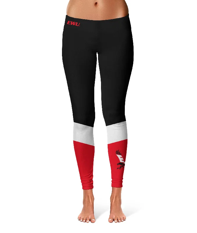 Eastern Washington Eagles EWU Game Day Ankle Color Block Black Red Yoga Leggings for Women by Vive La Fete Cozy Lounge Pants Leggings Eastern Washington Eagles EWU Game Day Ankle Color Block Black Red Yoga Leggings for Women by Vive La Fete Cozy Lounge Pants Leggings