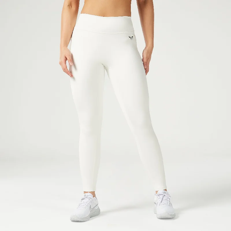 Essential Mid-Rise Double Layered Leggings 27" - Pearl White Trendy High-Waist Tummy Control Leggings Essential Mid-Rise Double Layered Leggings 27" - Pearl White Trendy High-Waist Tummy Control Leggings