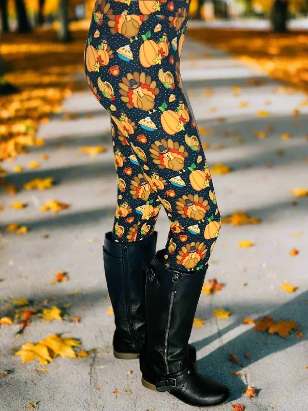 Womens Thanksgiving Dinner Turkey Leggings, Pumpkin Pie Cornucopia Fall Leggings, Sizes OS/TC, Brown/Multi, Yoga Waist, Exclusive Leggings Casual Black Leggings Womens Thanksgiving Dinner Turkey Leggings, Pumpkin Pie Cornucopia Fall Leggings, Sizes OS/TC, Brown/Multi, Yoga Waist, Exclusive Leggings Casual Black Leggings
