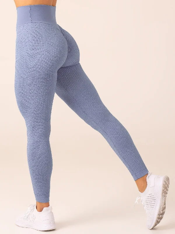 Honeycomb Scrunch Seamless Leggings - Steel Blue Cozy Cotton Leggings
