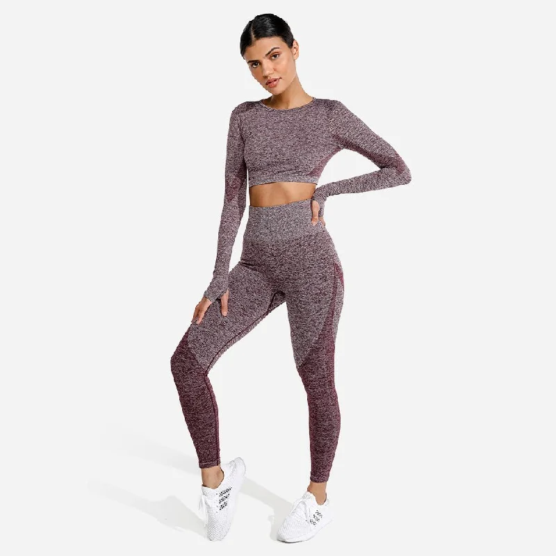 Marl Seamless Leggings - Burgundy Fashionable Leather-Look Leggings