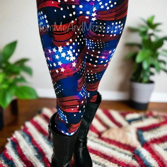 Womens American Flag Leggings, Patriotic 4th of July Pants, Sizes 12-20, Yoga Waist, Red/White/Blue Comfortable Ribbed Sports Leggings Womens American Flag Leggings, Patriotic 4th of July Pants, Sizes 12-20, Yoga Waist, Red/White/Blue Comfortable Ribbed Sports Leggings
