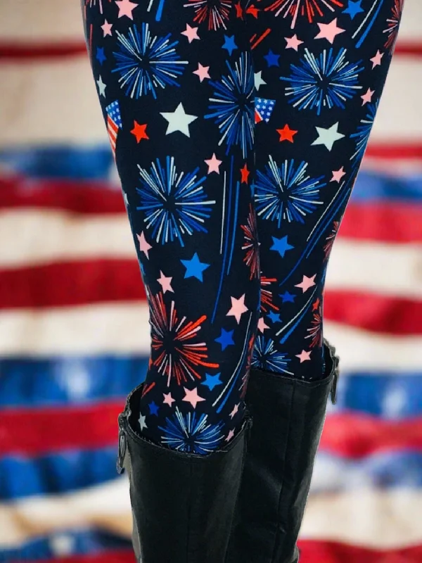Womens American Flag Sparkles Leggings, Patriotic 4th of July Pants, Sizes 0-18, No-Roll Waist, Red/White/Blue Stylish Compression Fit Leggings Womens American Flag Sparkles Leggings, Patriotic 4th of July Pants, Sizes 0-18, No-Roll Waist, Red/White/Blue Stylish Compression Fit Leggings