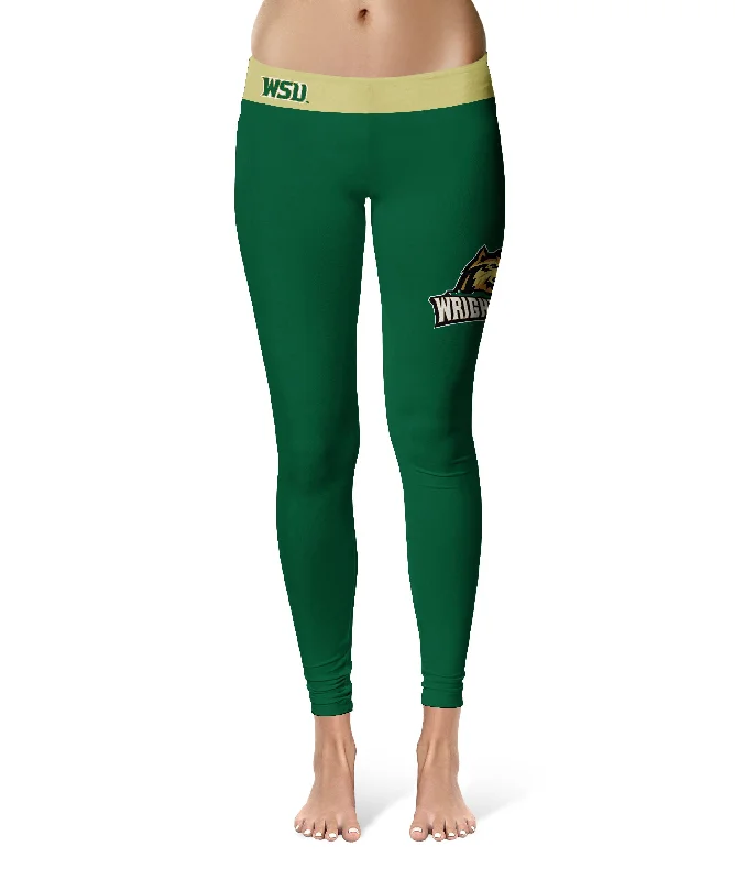 Wright State Raiders Game Day Logo on Thigh Green Yoga Leggings for Women by Vive La Fete Fashionable High-Rise Leggings Wright State Raiders Game Day Logo on Thigh Green Yoga Leggings for Women by Vive La Fete Fashionable High-Rise Leggings