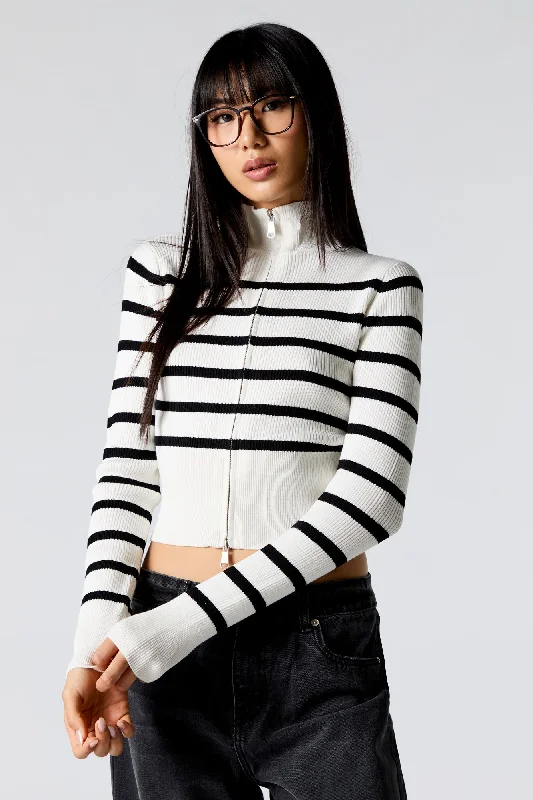 Striped Ribbed Knit Zip-Up Mock Neck Sweater Chenille Fabric Brocade Fabric Lace Fabric Striped Ribbed Knit Zip-Up Mock Neck Sweater Chenille Fabric Brocade Fabric Lace Fabric
