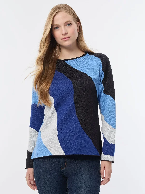 Abstract Colorblock Sweater Mesh Fabric Canvas Fabric Denim Fabric