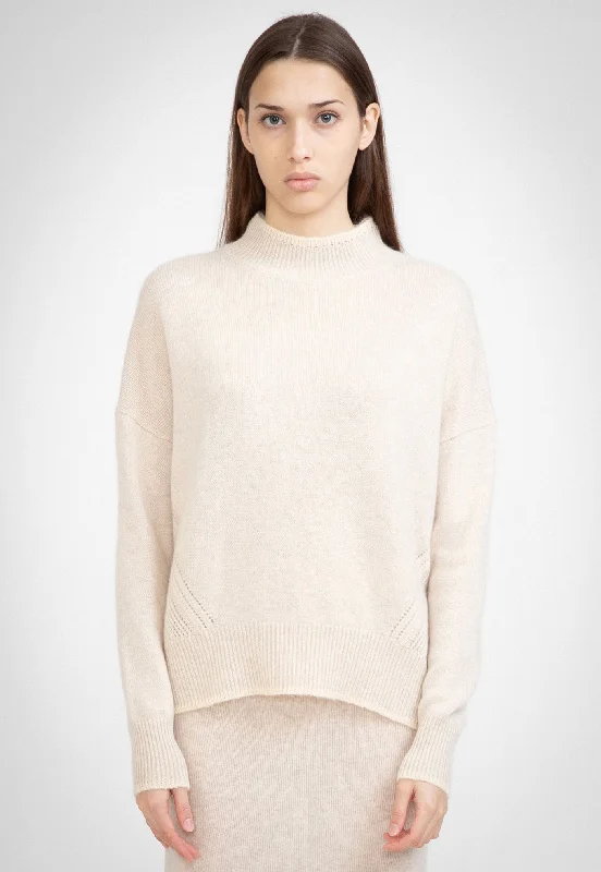 N.08 Cashmere Contrast Funnel Neck Sweater - Shell Turtle Neck Boat Neck Asymmetrical Neck