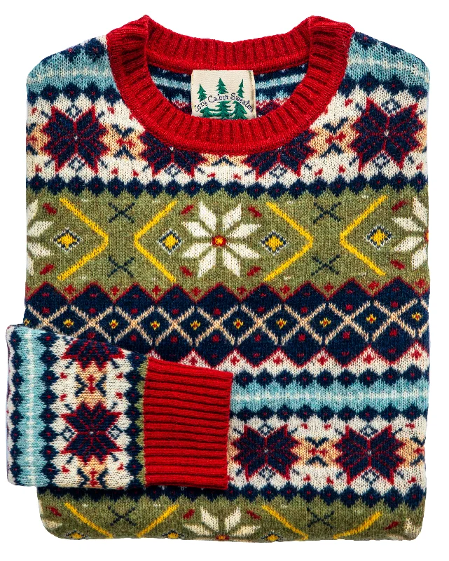 Alpine Holiday Women's Fair Isle Sweater Striped Floral Plaid