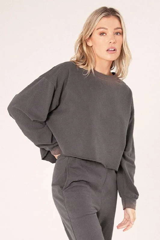 Bayse Brand WOMENS LOUNGE SWEATER - VINTAGE CHARCOAL Rayon Fabric Velvet Fabric Corduroy Fabric Bayse Brand WOMENS LOUNGE SWEATER - VINTAGE CHARCOAL Rayon Fabric Velvet Fabric Corduroy Fabric