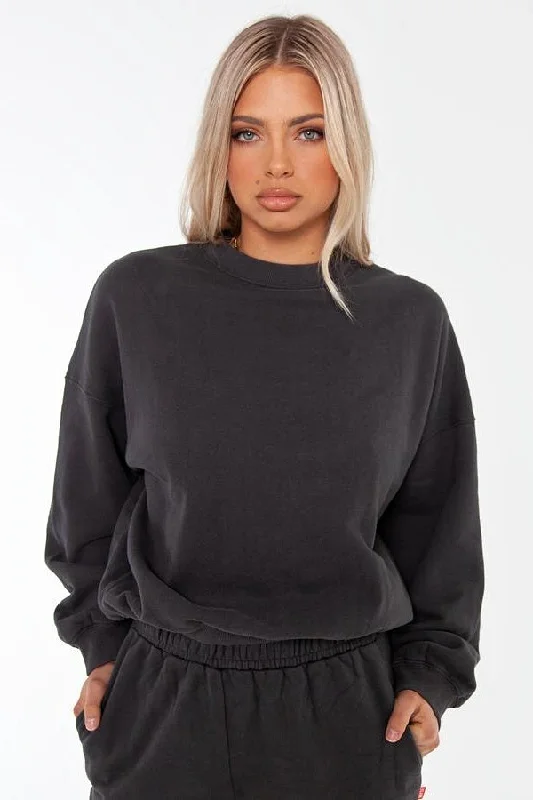 Bayse Brand WOMENS OVERSIZED SWEATER - CHARCOAL Wool Fabric Cashmere Fabric Tweed Fabric Bayse Brand WOMENS OVERSIZED SWEATER - CHARCOAL Wool Fabric Cashmere Fabric Tweed Fabric