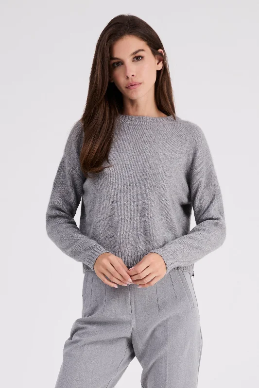 + Beryll Holly Cashmere Sweater | Pebble Gray Satin Fabric Silk Fabric Chiffon Fabric