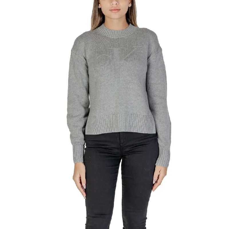 Calvin Klein Jeans Gray Organic Cotton Sweater Welt Pockets Slit Pockets Flap Pockets