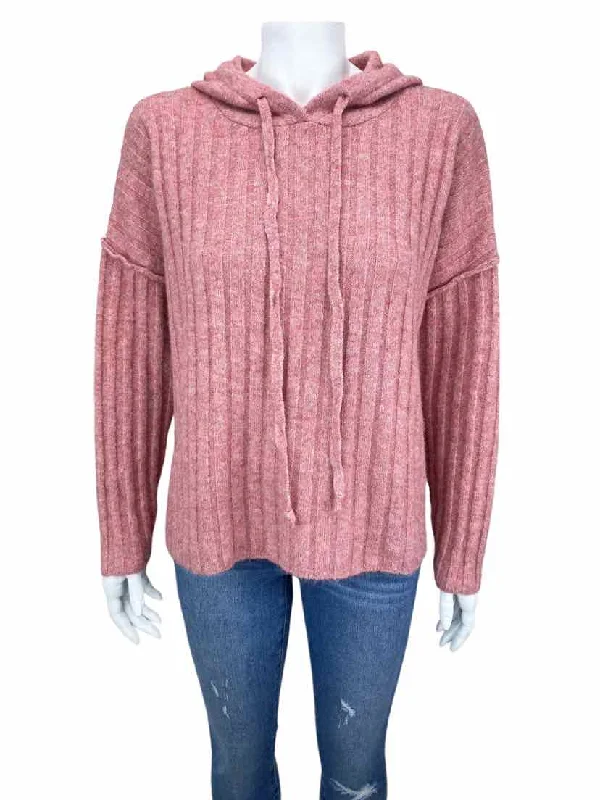 Central Park West Women's Ribbed Hooded Sweater Pink Heather Size M Stylish Fashionable Trendy Central Park West Women's Ribbed Hooded Sweater Pink Heather Size M Stylish Fashionable Trendy