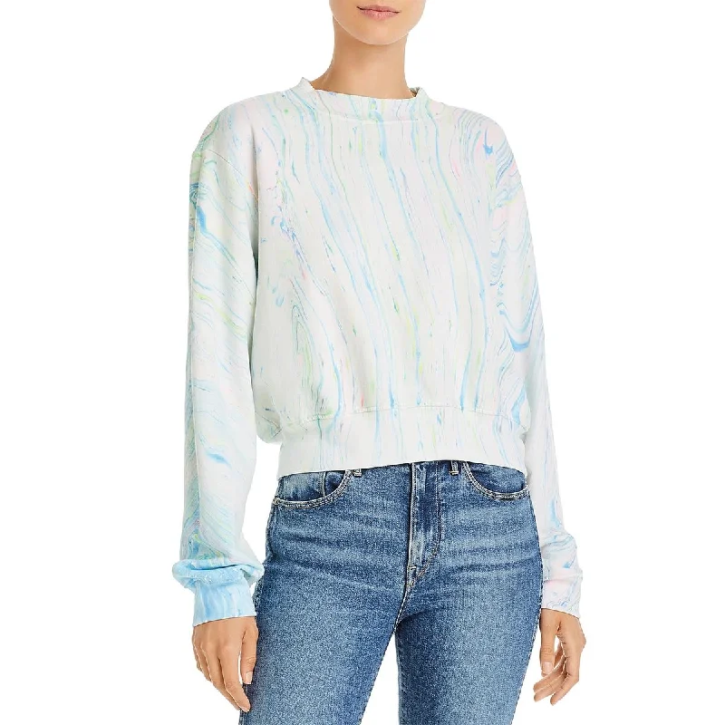 Cotton Citizen Womens Milan Crewneck Tie Dye Sweater Silk Blend Satin Velvet