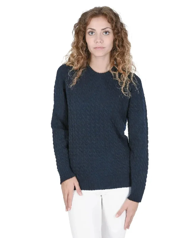 Crown of Edinburgh Cashmere Women's Cashmere Round Neck Women Sweater in Navy blue - 46 EU Welt Pockets Slit Pockets Flap Pockets Crown of Edinburgh Cashmere Women's Cashmere Round Neck Women Sweater in Navy blue - 46 EU Welt Pockets Slit Pockets Flap Pockets