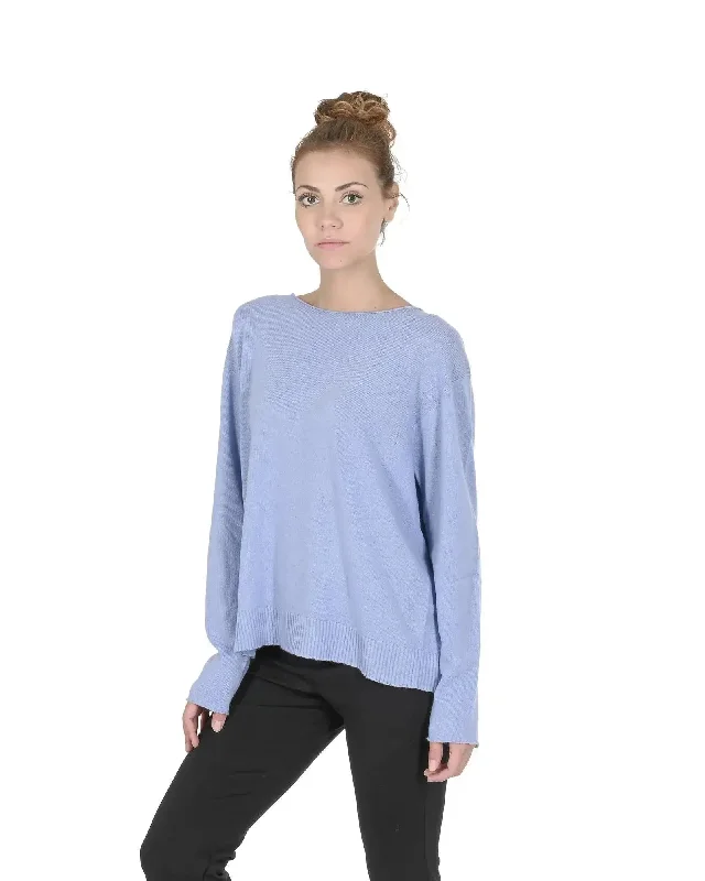 Crown of Edinburgh Cashmere Women's Cashmere Boatneck Sweater in Sky blue - M Mesh Blend Leather Blend Suede Blend Crown of Edinburgh Cashmere Women's Cashmere Boatneck Sweater in Sky blue - M Mesh Blend Leather Blend Suede Blend