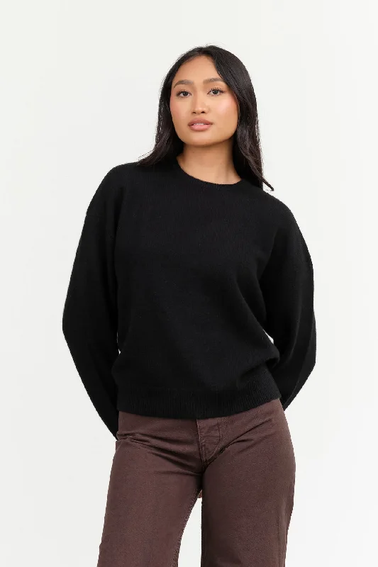 Artemis Sweater in Black Chenille Blend Fleece Blend Nylon Blend