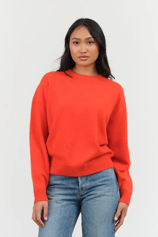 Artemis Sweater in Red Orange Ribbed Striped Patterned