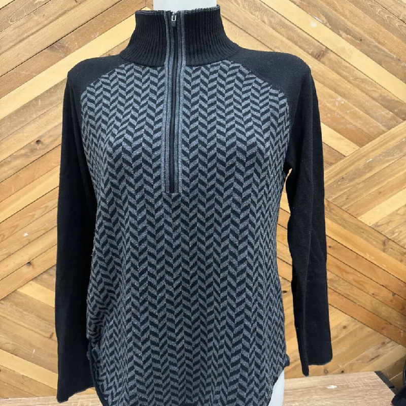 Eddie Bauer - Women's Quarter Zip Sweater - MSRP comp $129: Black/Grey-women-MD High Neck Crew Neck V-Neck