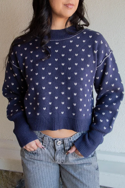 Patterned Knit Sweater by For Good Denim Fabric Leather Fabric Suede Fabric