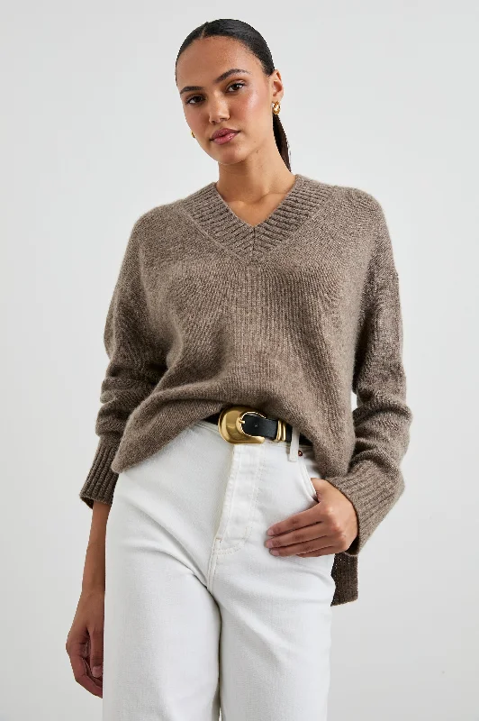 GISELLA SWEATER - HAZELNUT Ribbed Striped Patterned