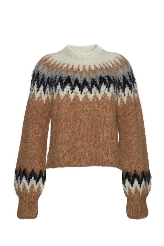 Harper Fair Isle Sweater Hooded Caped Shawl Collar