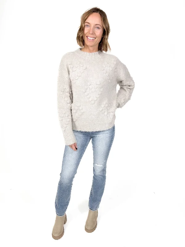 Heartly Pom Sweater- BIRCH Spandex Rayon Corduroy