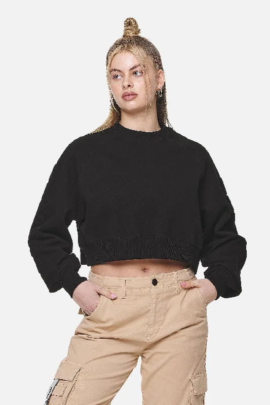 Kintore Cropped Oversized Raglan Sweater Black Lace Blend Ribbed Blend Corduroy Blend