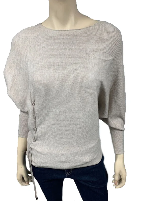 Women's Light sweater knit top with dolman sleeves body (KF19150) High Neck Crew Neck V-Neck