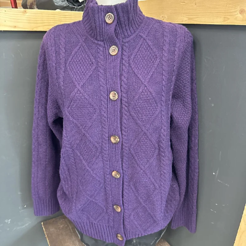 L.L Bean - Knit Sweater Cardigan - MSRP $225: Purple-women-XL Neon Metallic Matte