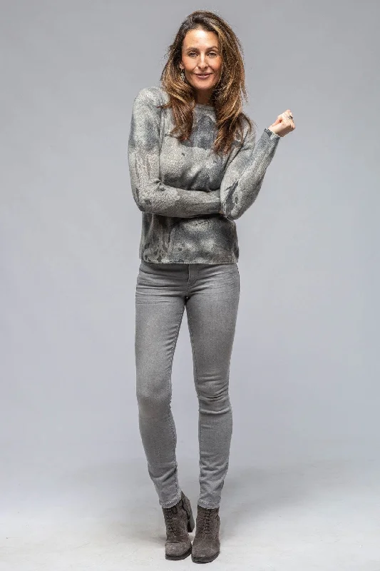 Mimi Art Print Sweater In Grey Oversized Loose Flowy