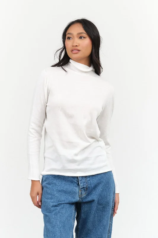 Agnes Sweater in White Chenille Fabric Brocade Fabric Lace Fabric