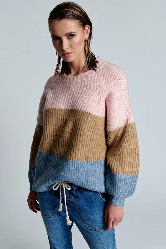 OneTeaspoon WOMENS GELATO STRIPE BUCKINGHAM SWEATER - GELATO STRIPE Zippered Front Buttoned Front Snap Front OneTeaspoon WOMENS GELATO STRIPE BUCKINGHAM SWEATER - GELATO STRIPE Zippered Front Buttoned Front Snap Front
