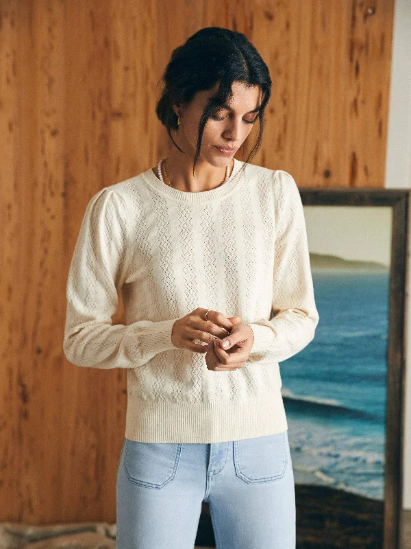 Pointelle Lola Sweater - Egret Thin Thick Dense