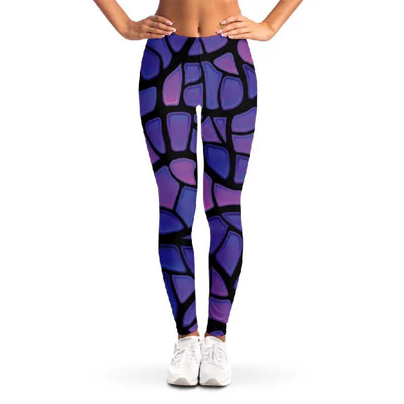 Purple Stained Glass Mosaic Print Women's Leggings Stylish Sweat-Proof Leggings