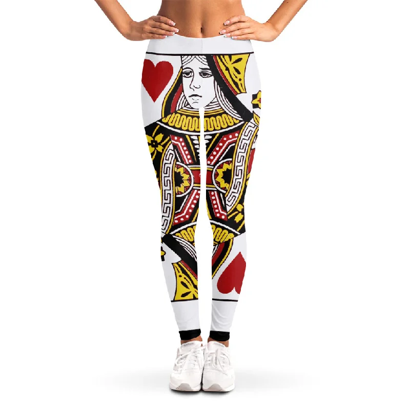 Queen Of Hearts Playing Card Print Women's Leggings Cozy Warmth Leggings