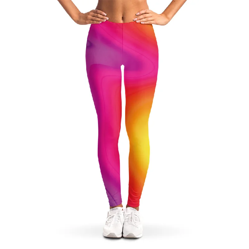 Rainbow Flow Print Women's Leggings Casual Slim-Fit Leggings