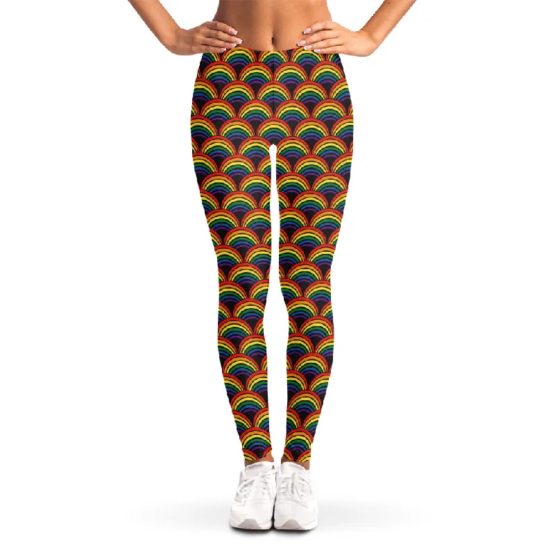 Rainbow Gay Pride Pattern Print Women's Leggings Elegant Velvet Leggings