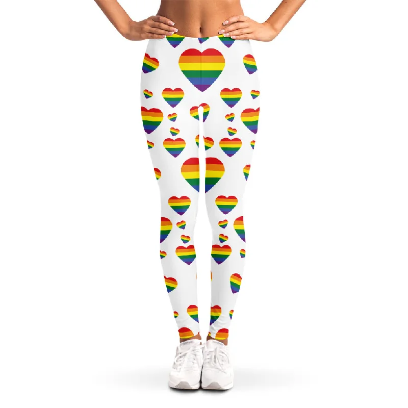 Rainbow LGBT Heart Pattern Print Women's Leggings Fashionable Quick-Dry Yoga Pants