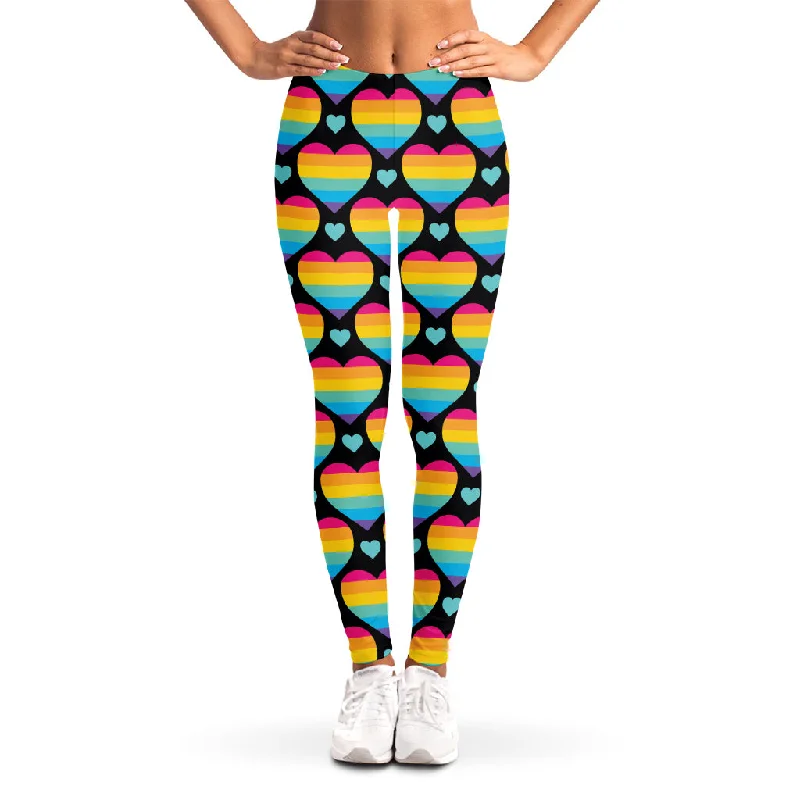 Rainbow LGBT Pride Heart Pattern Print Women's Leggings Cozy Yoga Compression Leggings