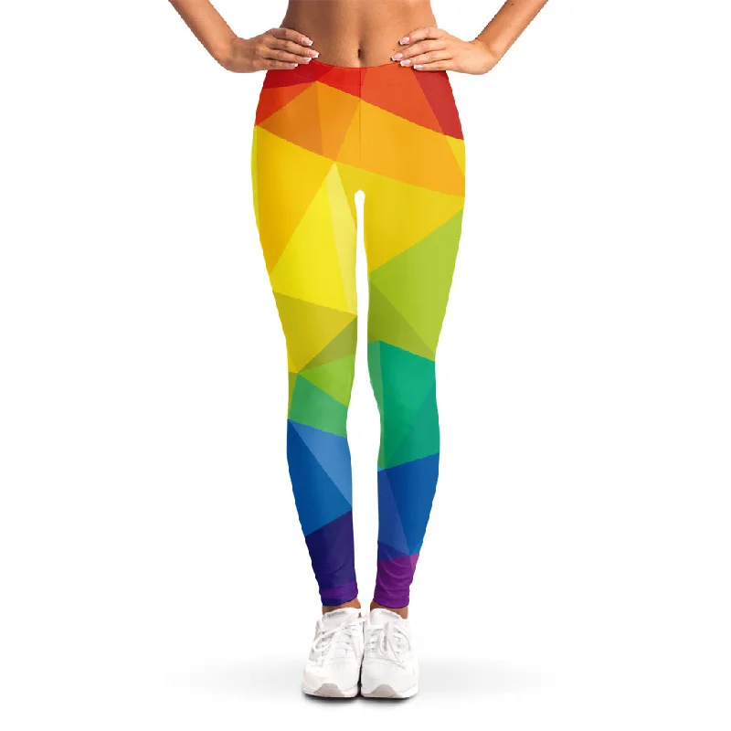 Rainbow Polygonal Geometric Print Women's Leggings Stylish Sporty Performance Leggings