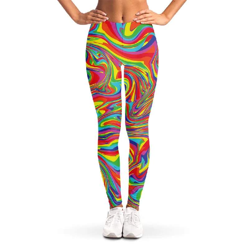 Rainbow Rave Print Women's Leggings Stylish Stretch Print Leggings