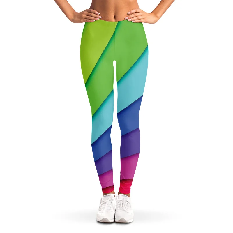 Rainbow Shades Print Women's Leggings Trendy Sporty Compression Leggings