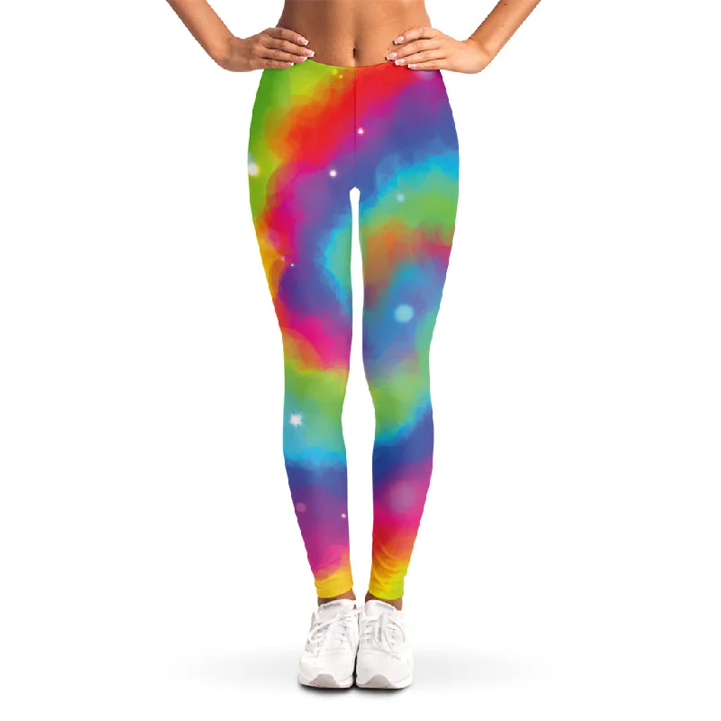 Rainbow Spiral Tie Dye Print Women's Leggings Stylish Everyday Leggings