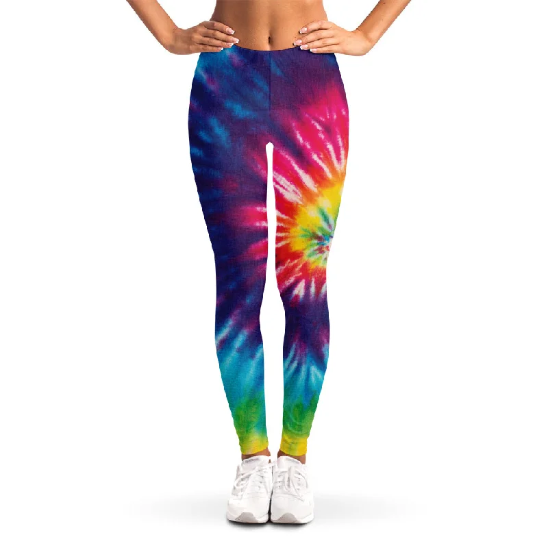 Rainbow Tie Dye Print Women's Leggings Stylish Winter-Ready Leggings