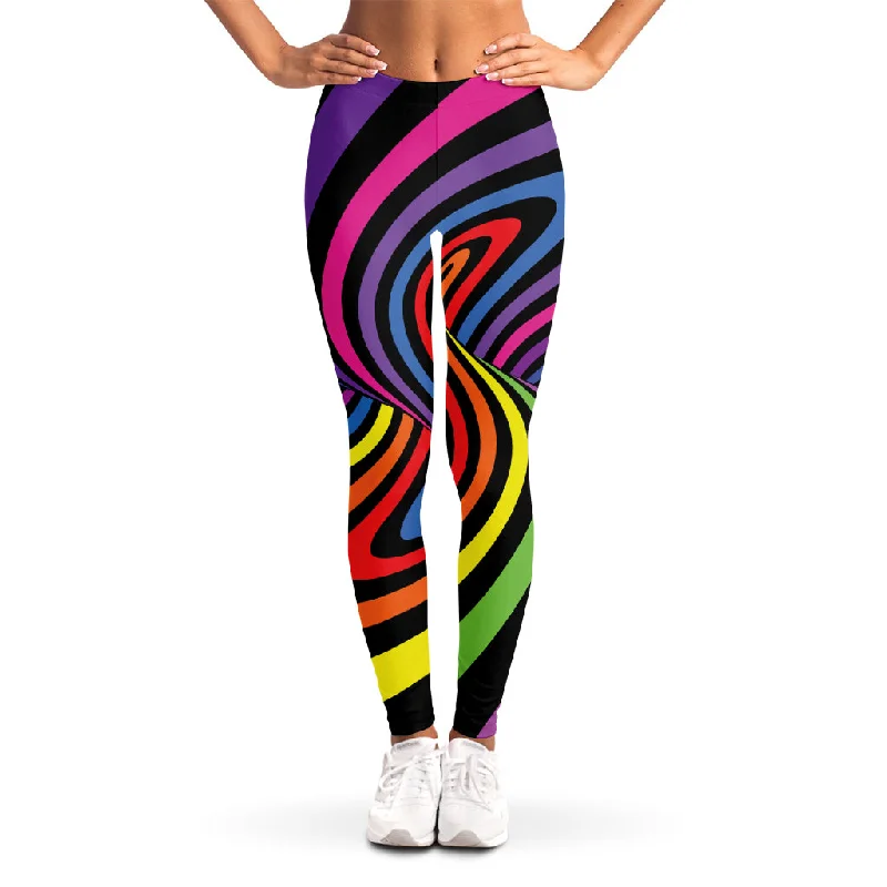 Rainbow Torus Psychedelic Print Women's Leggings Cozy Reflective Detail Leggings