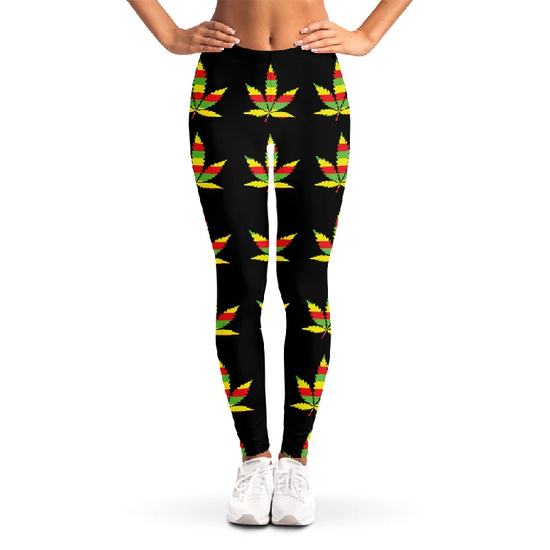 Rasta Flag Pattern Print Women's Leggings Fashionable Solid Color Tights